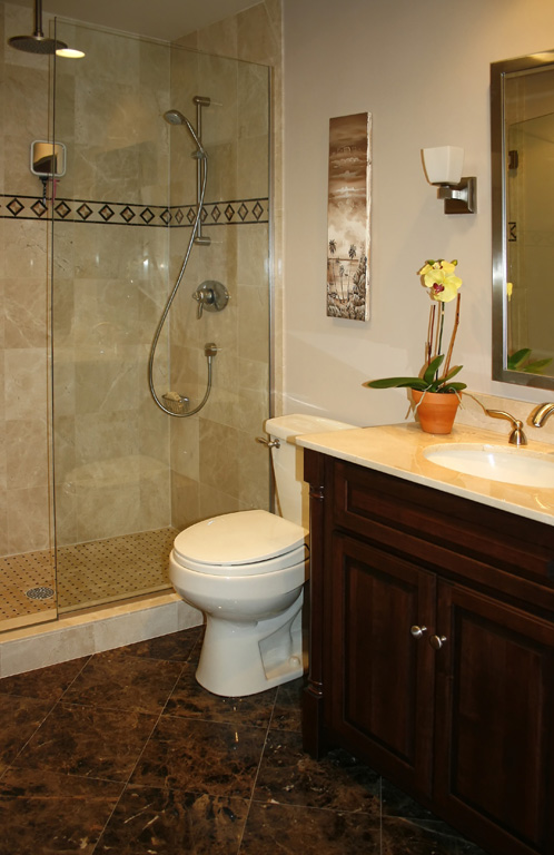Bathroom remodel with marble tile