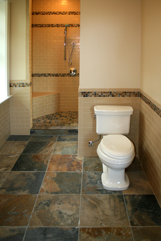 Bathroom design using mosaic tiles