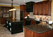 Travertine Kitchen Tile Floor - Distressed Cherry Kitchen Cabinets - Tile St. Louis - St. Louis Kitchen Tile Marble - Kitchen #4