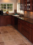 Tile St. Louis - Matching Travertine Kitchen Floor - Kitchen Wall Tile - Cherry Kitchen Cabinets - St. Louis Kitchen Tile Marble - Kitchen #2