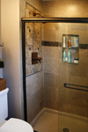 St. Louis Custom Showers - Tile Installation St. Louis - Honed Travertine Mosaic Insert