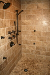 Custom Tile Showers - Tile St. Louis - Bath Remodel Travertine Stone Tile Custom Shower